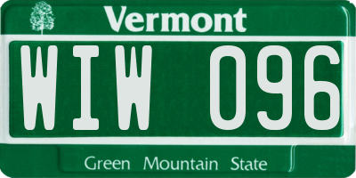 VT license plate WIW096