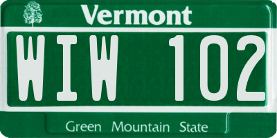VT license plate WIW102