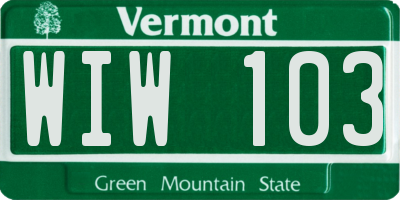 VT license plate WIW103