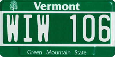 VT license plate WIW106