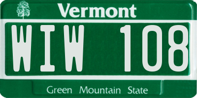 VT license plate WIW108