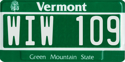 VT license plate WIW109