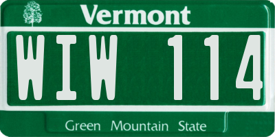 VT license plate WIW114