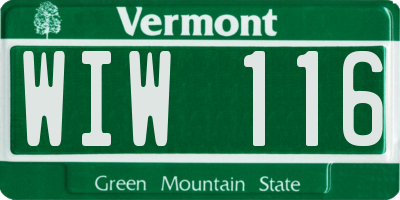 VT license plate WIW116