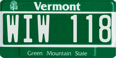 VT license plate WIW118