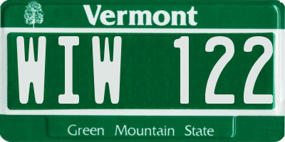 VT license plate WIW122