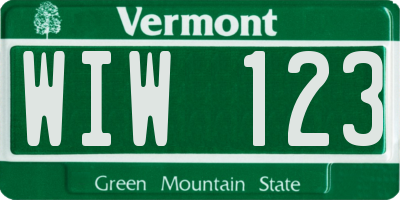 VT license plate WIW123