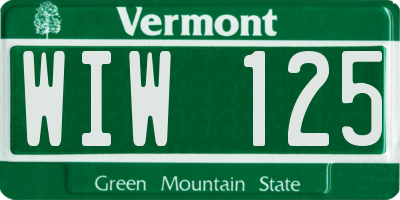 VT license plate WIW125