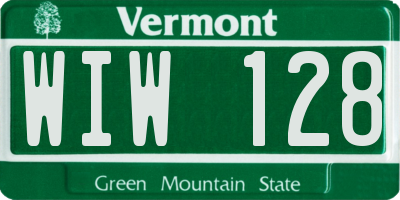VT license plate WIW128