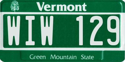 VT license plate WIW129