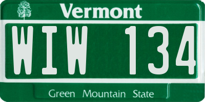 VT license plate WIW134
