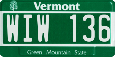 VT license plate WIW136