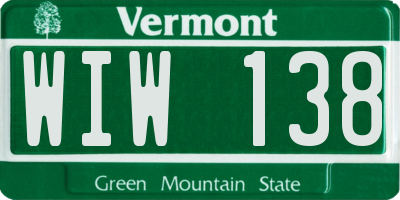 VT license plate WIW138