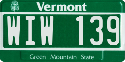 VT license plate WIW139