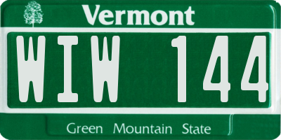VT license plate WIW144