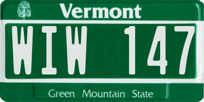 VT license plate WIW147