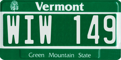 VT license plate WIW149