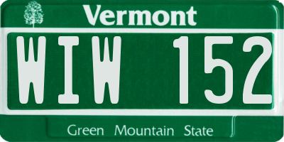 VT license plate WIW152