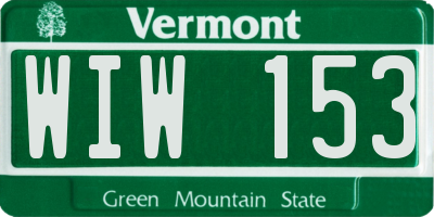 VT license plate WIW153