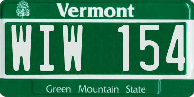 VT license plate WIW154