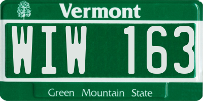 VT license plate WIW163