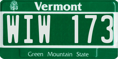 VT license plate WIW173