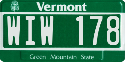 VT license plate WIW178