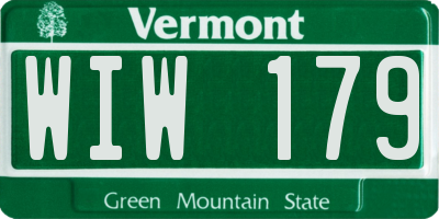 VT license plate WIW179