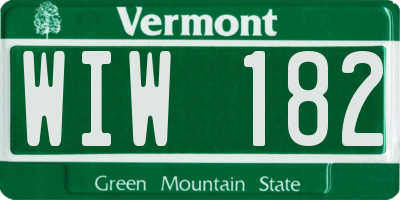 VT license plate WIW182