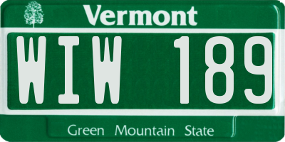 VT license plate WIW189