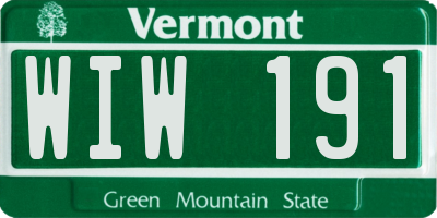VT license plate WIW191