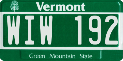 VT license plate WIW192