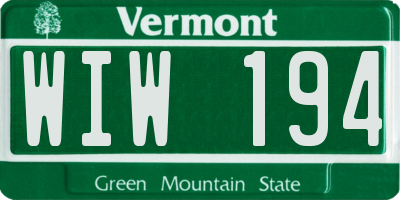 VT license plate WIW194