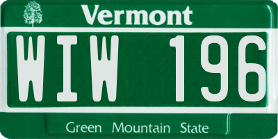 VT license plate WIW196