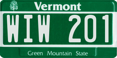 VT license plate WIW201