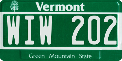 VT license plate WIW202
