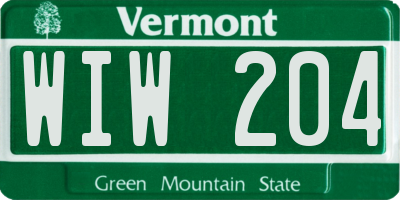 VT license plate WIW204