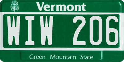 VT license plate WIW206