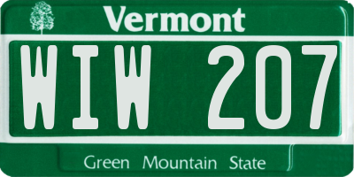 VT license plate WIW207