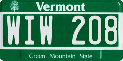 VT license plate WIW208