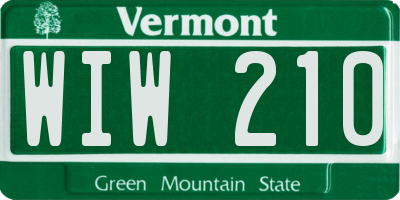 VT license plate WIW210