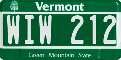VT license plate WIW212