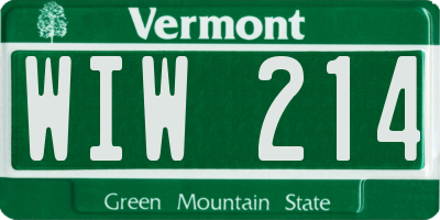 VT license plate WIW214
