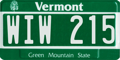 VT license plate WIW215
