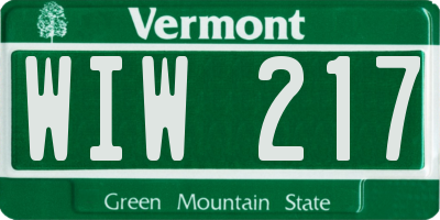 VT license plate WIW217