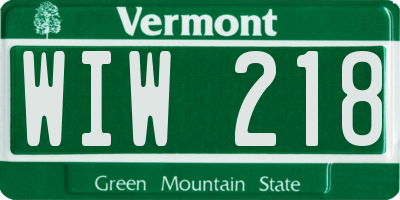 VT license plate WIW218