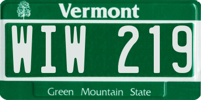 VT license plate WIW219