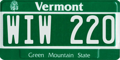 VT license plate WIW220