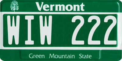 VT license plate WIW222