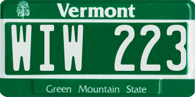 VT license plate WIW223